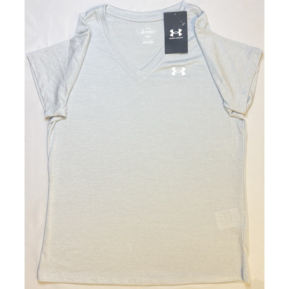 Under Armour Women's Tech Twist Short Sleeve V Neck Size XS color halo gray